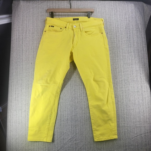 Polo Ralph Lauren Jeans Mens 30x30 Yellow Varick Slim Straight Denim Twill 1967 - Picture 1 of 7